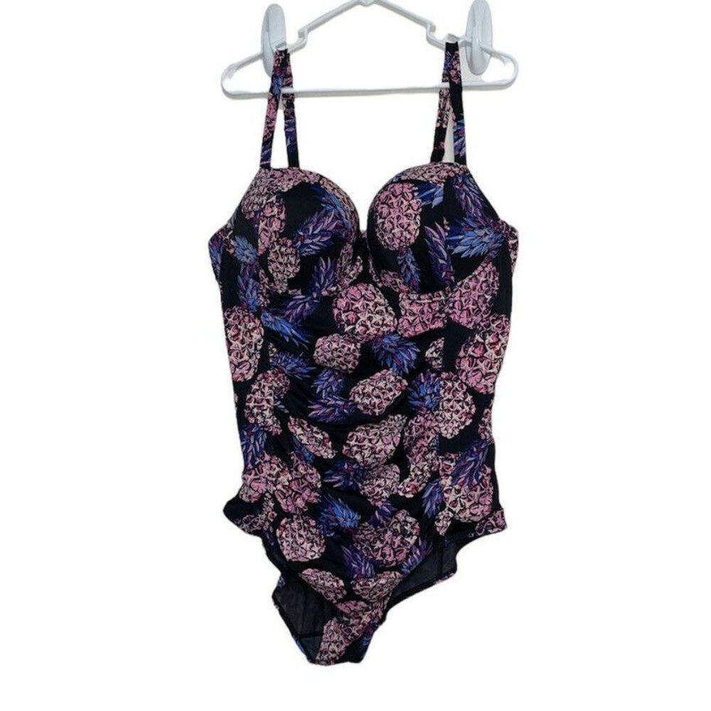 Torrid Pineapple Push Up Demi Slim Fix Swimsuit Plus sz,  Various Black & Purple